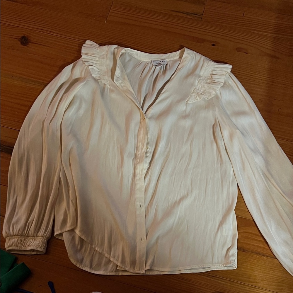 Current Air Ivory Ruffle Collar Blouse